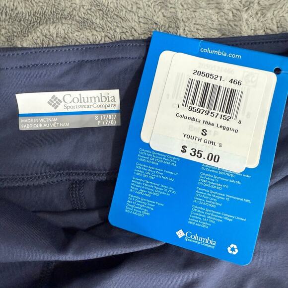 Columbia Girls Youth Hike Leggings, Navy Blue, S 7/8 2050521 - Picture 3 of 4